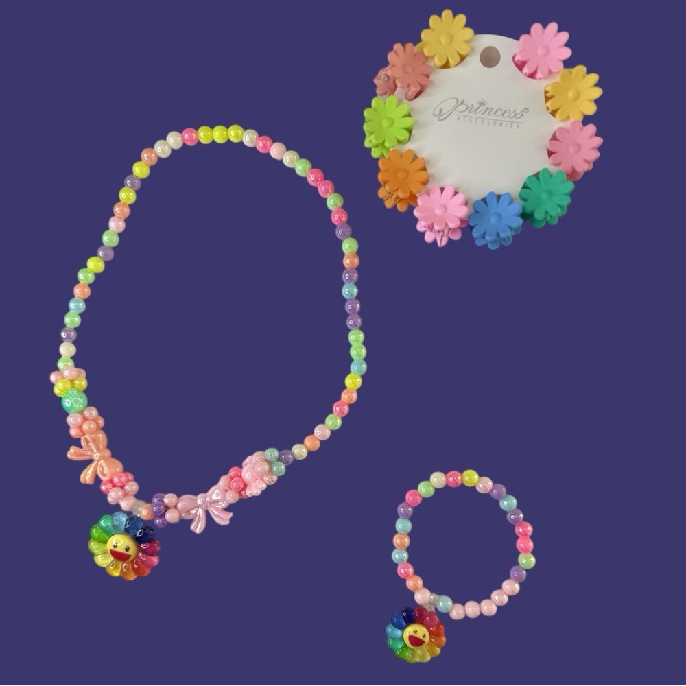 🌈 Children's Accessories Set - Necklace, Bracelet and Wallet with Clips 🌸